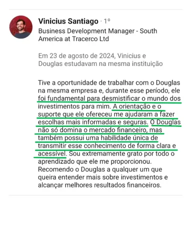 Recomendação no LinkedIn sobre Douglas Resende