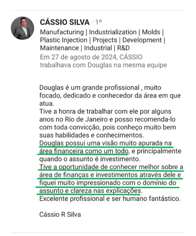 Recomendação no LinkedIn sobre Douglas Resende