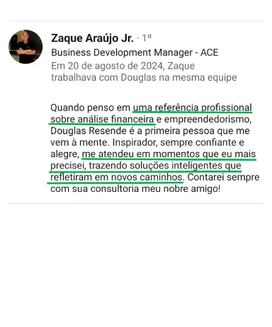 Recomendação no LinkedIn sobre Douglas Resende
